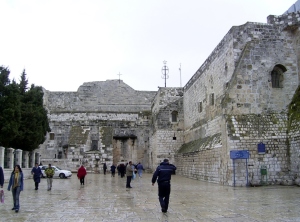 The Church of the Nativity at the end of Manger Square in Bethlehem.